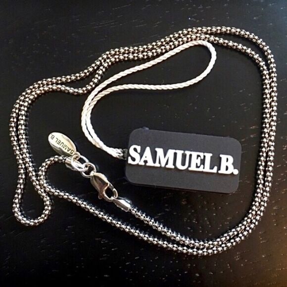 SAMUEL B Oxidized Sterling Silver Necklace Popcorn Chain 18 inches Brand New - Picture 2 of 11
